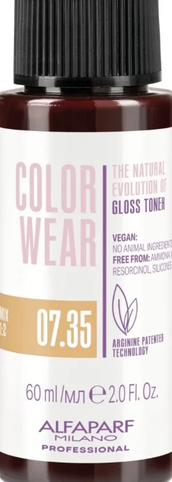 Alfaparf Milano Color Wear Gloss Toner 07.35 Soft Medium Golden Mahogany Blonde - 60 ml