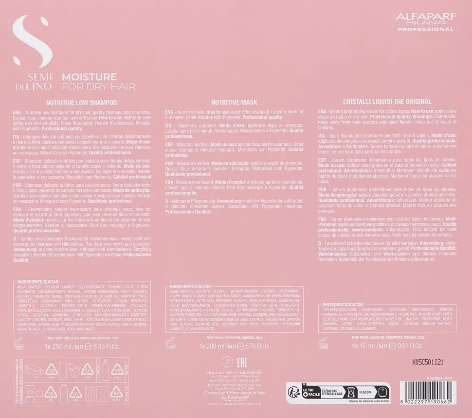 Alfaparf Milano Holiday Kit Set Semi di Lino Moisture 465 ml