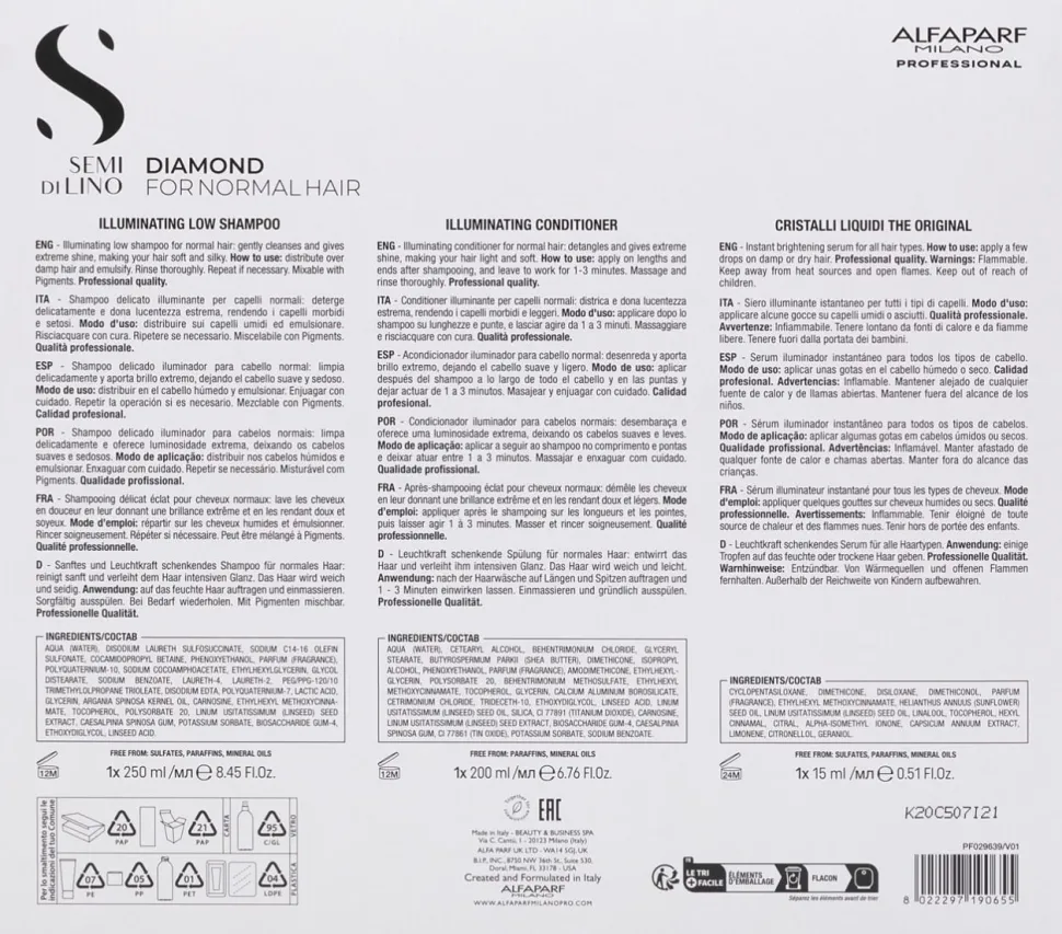 Alfaparf Milano Holiday Kit Set Semi di Lino Diamond 465 ml
