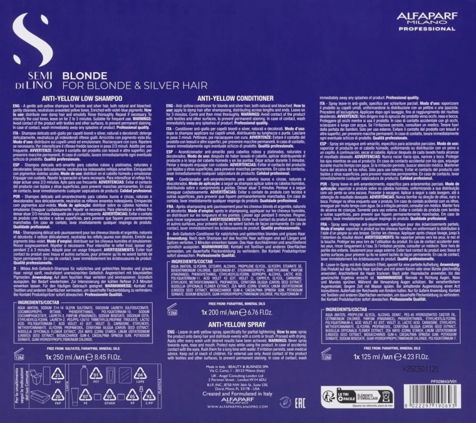 Alfaparf Milano Holiday Kit Set Semi di Lino Blonde 465 ml