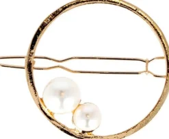 Eurostil - Round Golden Hair Grips With Pearls - 2 Pcs