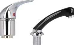 Eurostil Chromed Mixing Tap + Handshower Black