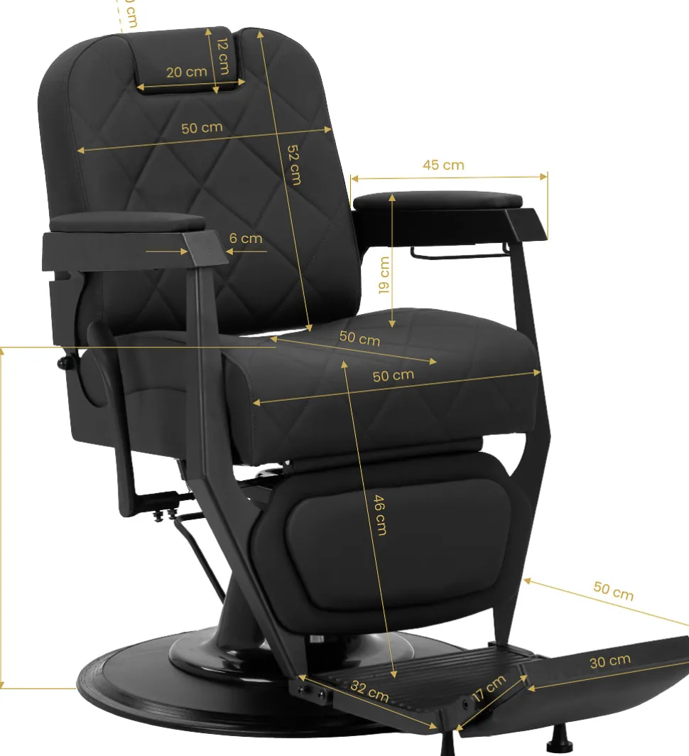 Gabbiano Barber Chair Bruno Black & Black Frame