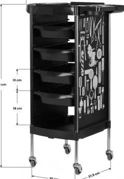Gabbiano Hairdresser Trolley Black Graphics