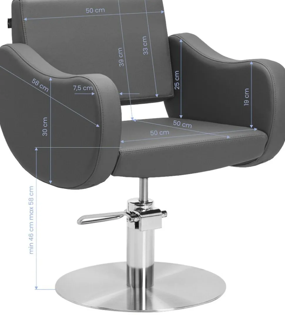 Gabbiano Hairdressing Chair Sewilla Gray Inox Base