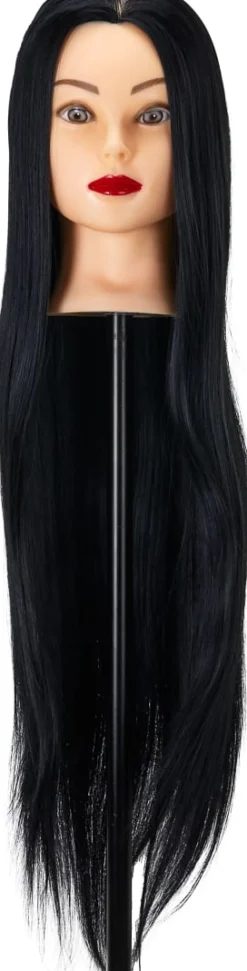 Gabbiano Hairdressing Training Head Synthetic Black Length 55 cm