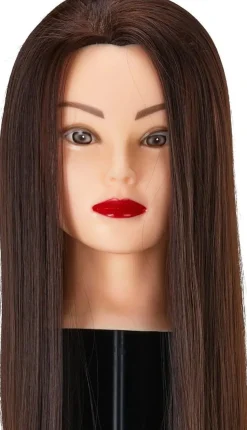 Gabbiano Hairdressing Training Head Synthetic Brown Length 55 cm