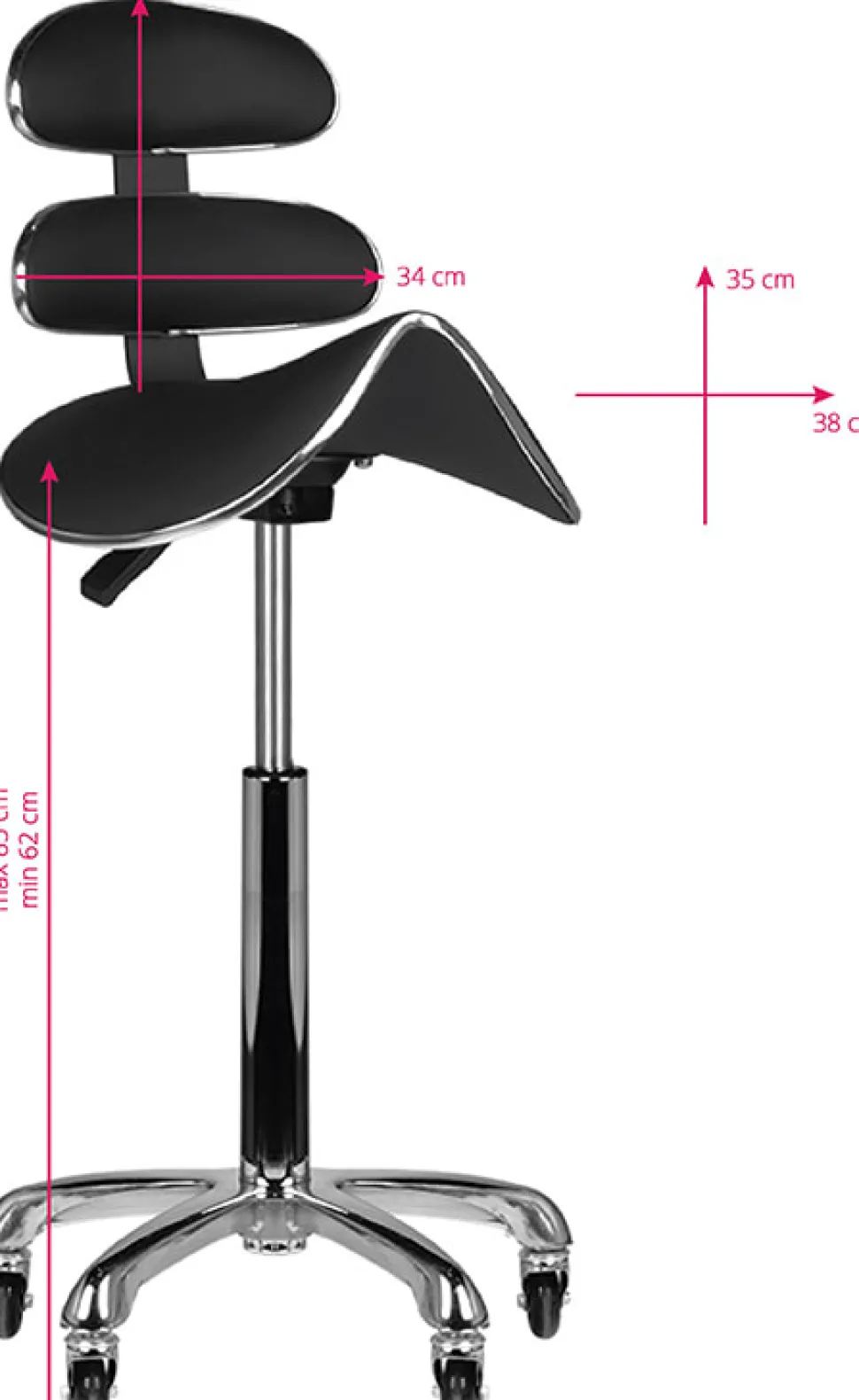 Gabbiano Roll Speed Black High Cosmetic Stool