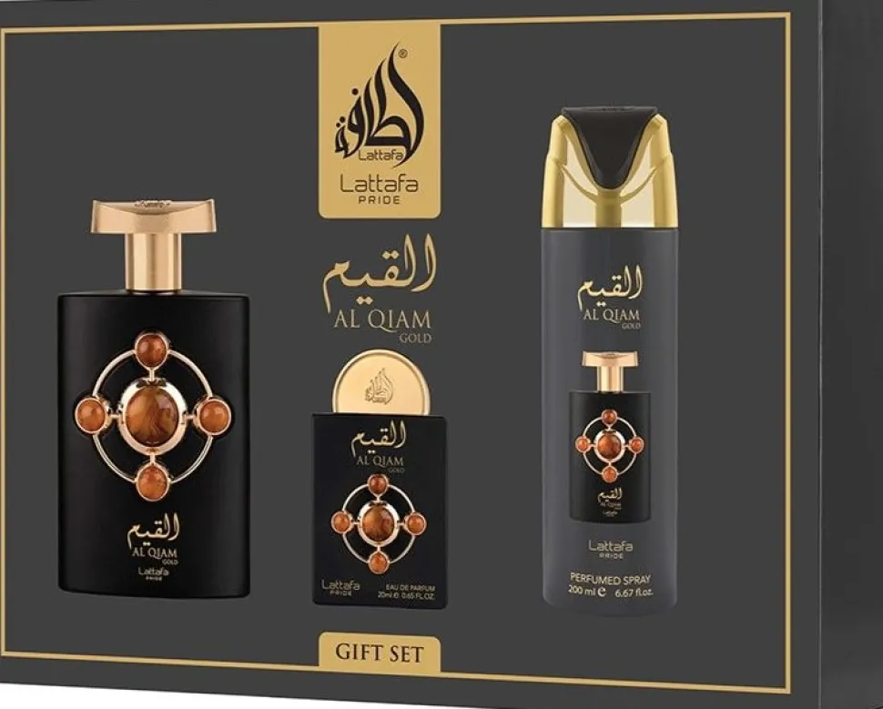 Lattafa Pride Al Qiam Gold 100 ml EDP + 20 ml EDP + 200 ml Deodorant