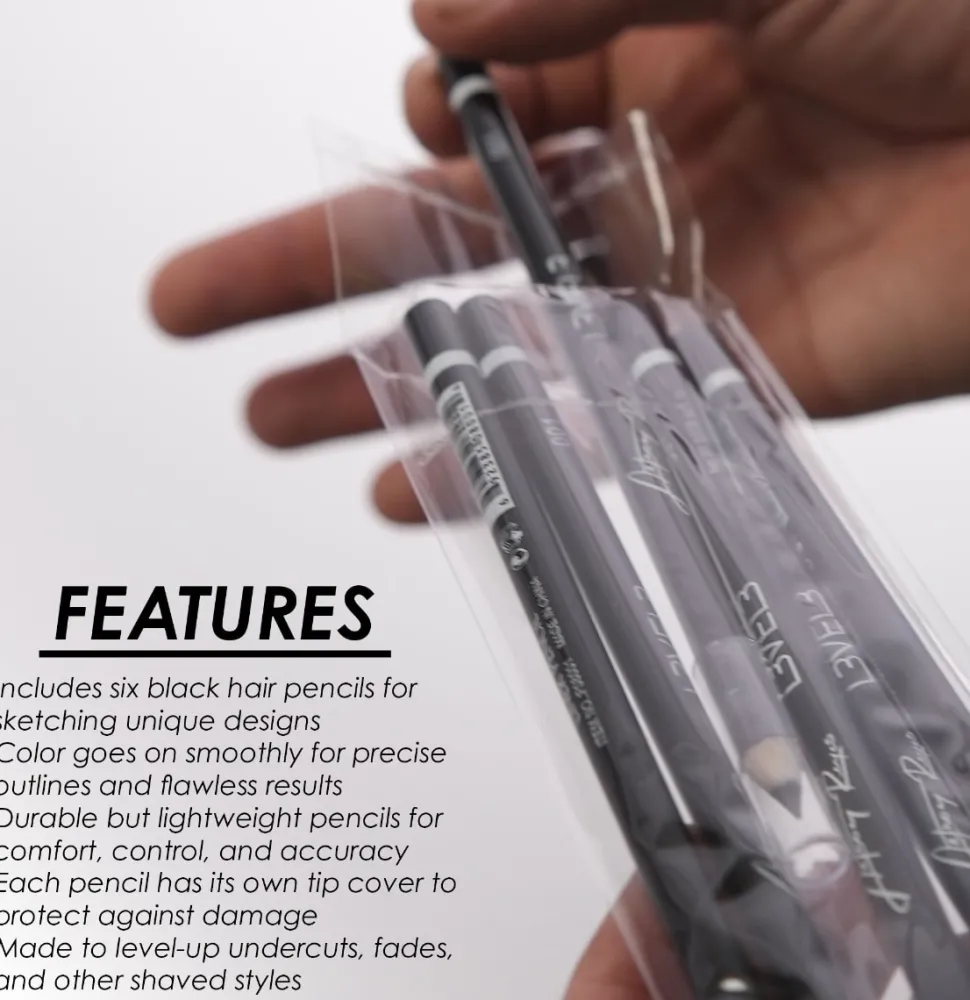 L3VEL3 - Black Color Liner Pencils - 6 pcs