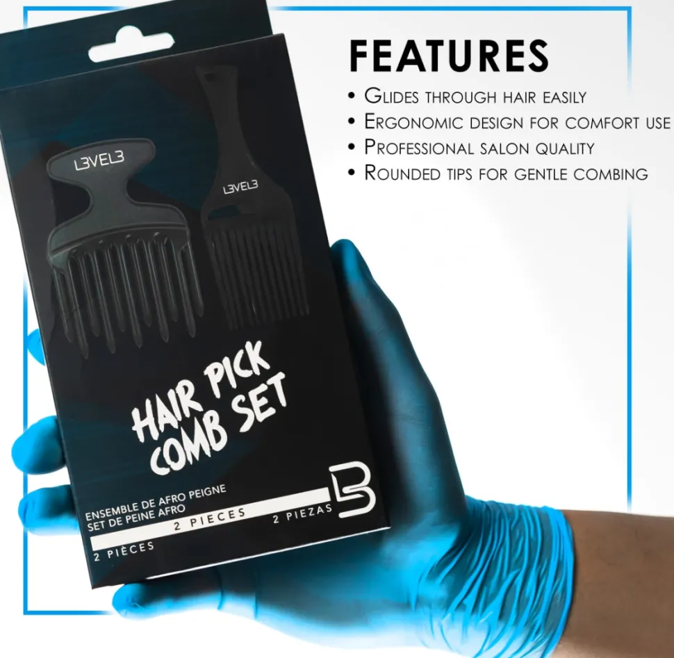 L3VEL3 - Hair Pick Comb Set 2 Pcs