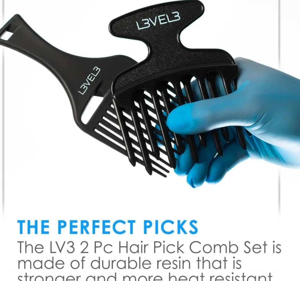 L3VEL3 - Hair Pick Comb Set 2 Pcs