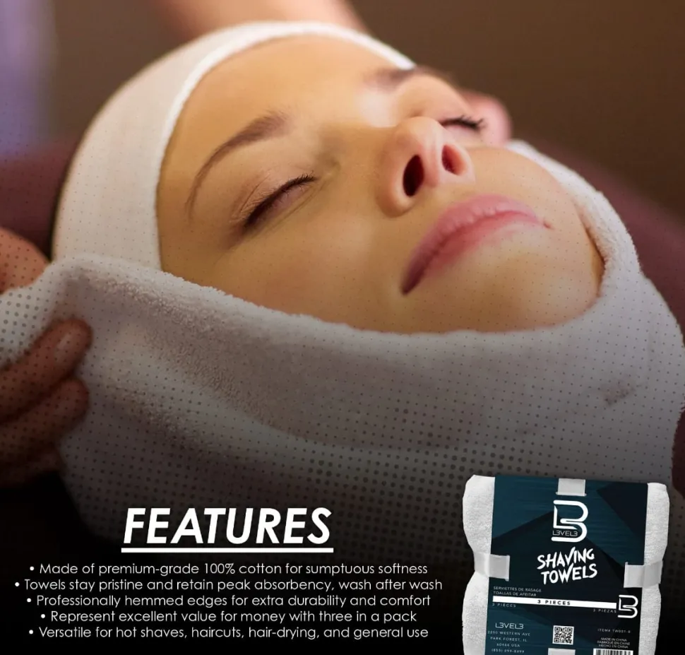 L3VEL3 - White Facial Towels 3 Pcs