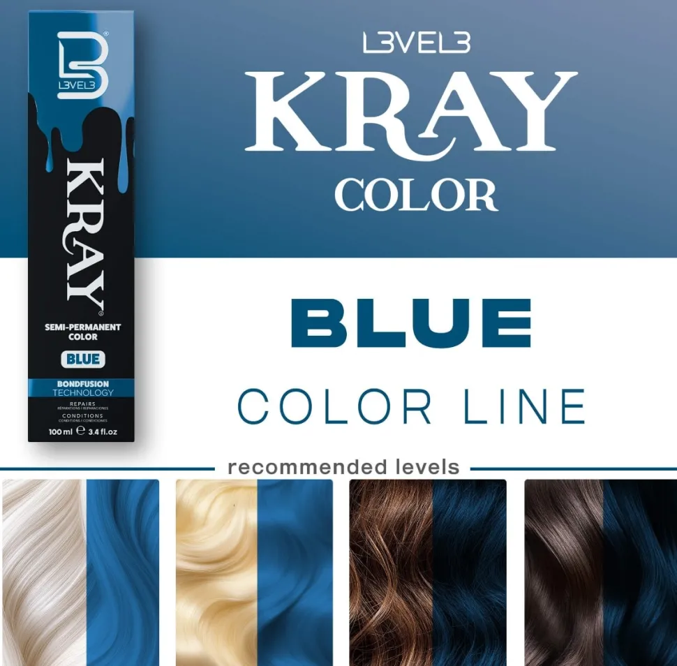 L3VEL3 Kray Blue Semi Permanent Color Tube 100 ml