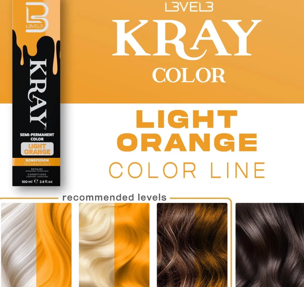 L3VEL3 Kray Light Orange Semi Permanent Color Tube 100 ml