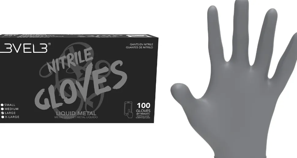 L3VEL3 Liquid Metal Small Professional Nitrile Gloves 100 Pack