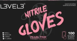 L3VEL3 Pearl Pink Large Professional Nitrile Gloves 100 Pack