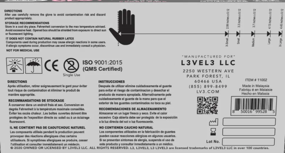 L3VEL3 Pearl Pink Large Professional Nitrile Gloves 100 Pack