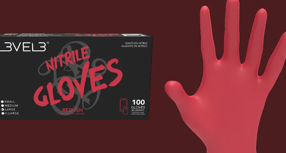 L3VEL3 Red-Ish Large Professional Nitrile Gloves 100 Pack