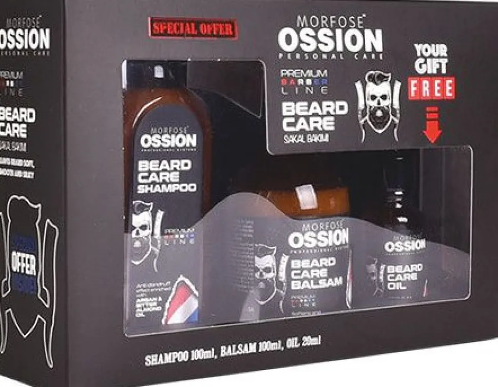 Morfose Ossion Beard Care 3 Pcs Set Shampoo + Balsam + Oil Gift Bag 220 ml