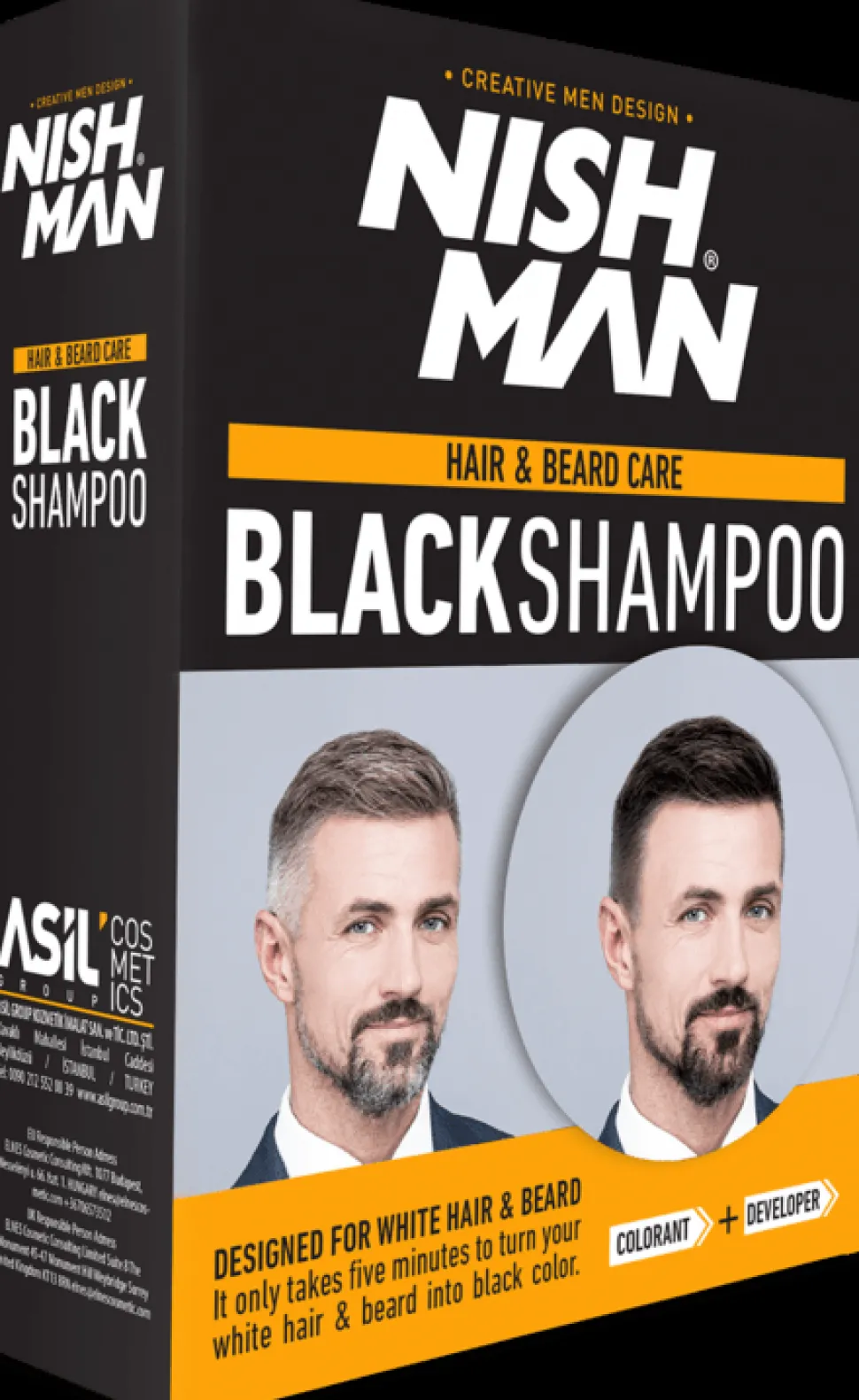 Nishman Hair & Beard Coloring Black Shampoo Set 400 ml