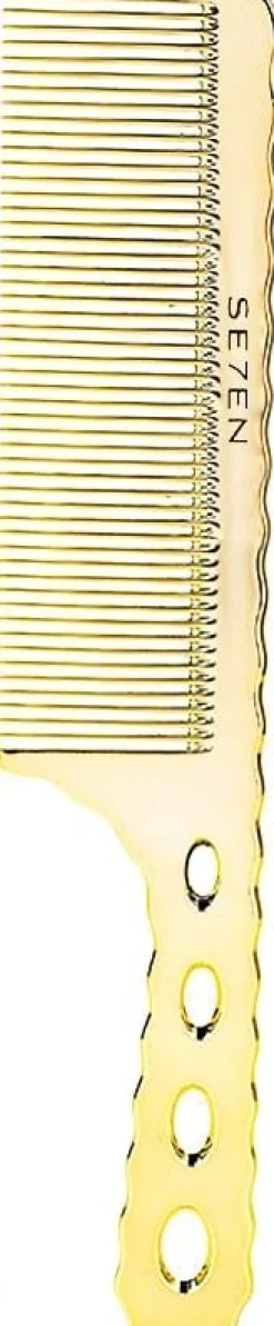Se7en Styles Gold Metal Handle Comb - 21.5 cm