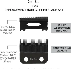 StyleCraft Replacement Echo Fixed DLC Hair Clipper Blade With DLC Deep Tooth Cutter Set