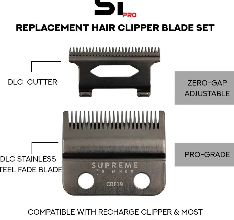 Supreme Trimmer Fade Blade for Recharge Clipper-CBF19