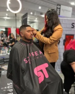 Supreme Trimmer ST Premium Barber Cape - Black/Pink