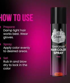 The Shave Factory Temporary Hair Color Spray Pink - 150 ml