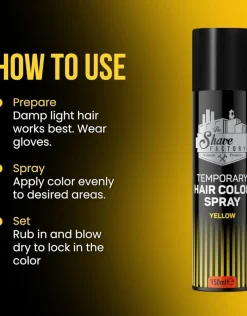 The Shave Factory Temporary Hair Color Spray Yellow - 150 ml